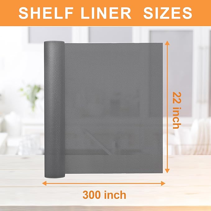 FLPMIX Large Cabinet Shelf Liner: 22" W x 300" L Waterproof Kitchen Under Sink Mat - Translucent Grey Non-Adhesive Clear Bathroom Cupboard Drawer Liner