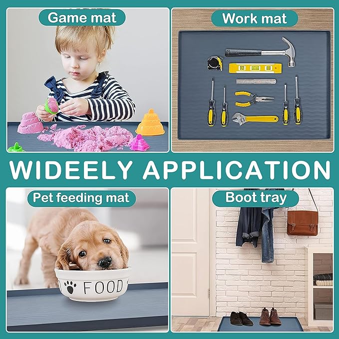 URMONA Waterproof Silicone Under Sink Mat 25'' x 19'' Shelf Liner for Kitchen and Bathroom, Cabinet and Counter Protector, Storage and Organizers, Litter Mat, Pet Cat Puppy Essentials(Khaki)