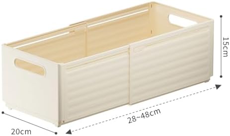Extendable Pull-Out Cabinet Organizer, Depth Adjustable 28-48cm/11-19, Stackable Foldable Plastic Storage Bins, Easy No-Drill Solution for Kitchen, Pantry & Bathroom