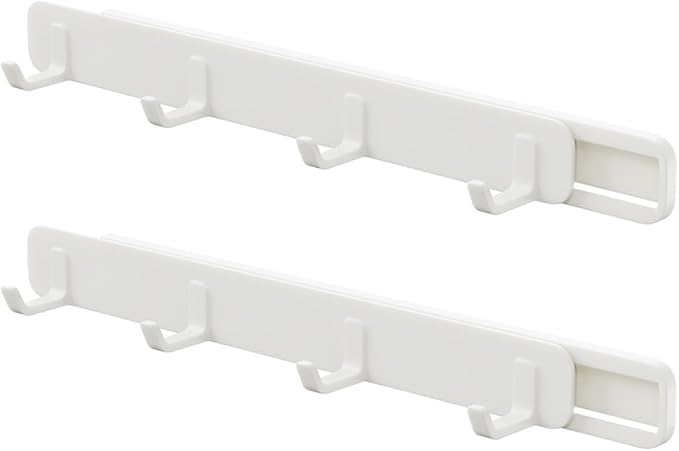 BESPORTBLE 2Pcs Pull-Out Type Plastic Door Behind Hooks, No-Drill Storage Hangers for Kitchen Cabinet, Bathroom, Bedroom Organization