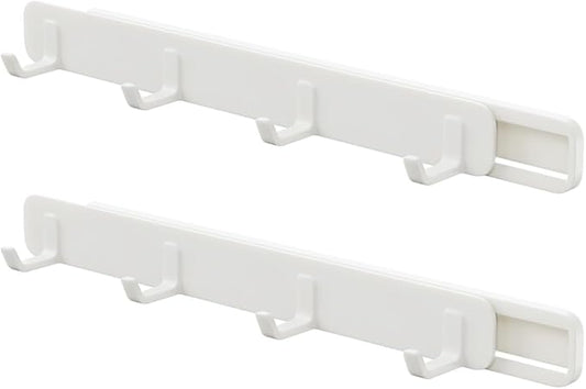 BESPORTBLE 2Pcs Pull-Out Type Plastic Door Behind Hooks, No-Drill Storage Hangers for Kitchen Cabinet, Bathroom, Bedroom Organization