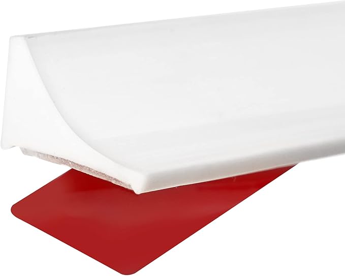 New Collapsible Shower Threshold Water Dam, Self Adhesive Silicone Waterproof Barrier Bathroom and Kitchen Water Strip Dam Shower Guard for Dry and Wet Separation Caulk Seal Strip Edge Trim(White)