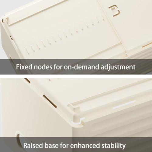 Extendable Pull-Out Cabinet Organizer, Depth Adjustable 28-48cm/11-19, Stackable Retractable Foldable Plastic Storage Bins - No Drilling, Ideal for Kitchen, Pantry & Bathroom
