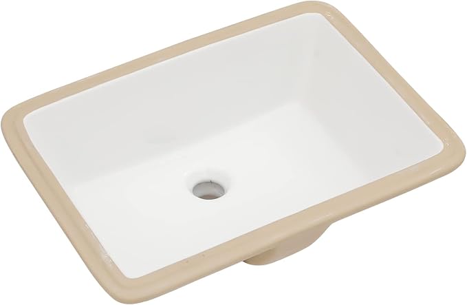 Lordear Undermount Bathroom Sink 20x15 Inch Bathroom Vanity Sink Undermount Rectangle White Porcelain Ceramic Bathroom Under Counter Lavatory Vanity Sink Basin with Overflow