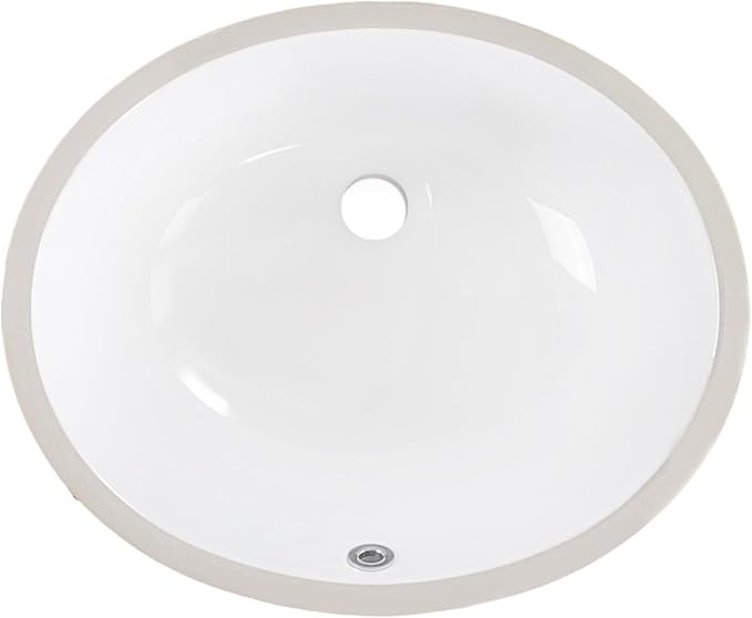 Undermount Bathroom Sink 18.4"x15" Oval Undermount Sink White Ceramic Bathroom Sinks Under Counter Basin with Overflow