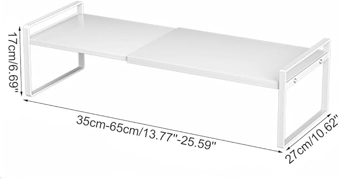 Expandable Cabinet Shelf Organizer Adjustable Storage Rack Stackable Metal Home Organization for Kitchen Pantry Spice Cupboard Under Sink Countertop - White, 1 Pack