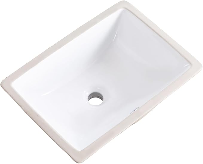 18 Inch Undermount Bathroom Sink White Ceramic Rectangular Under Counter Bathroom Sink for Cabinet Porcelain Vanity Sinks,Overflow Type (18.3"x13.0")