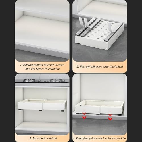 Under Sink Organizer 2 Pack - Expandable Pull-Out Sliding Drawers for Bathroom & Kitchen, Adjustable Length Roll-Out Shelves, Multi-Purpose Storage Solution for Efficient Organization
