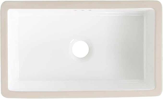 22 Inch Undermount Bathroom Sink Rectangle Undermount Sink White Ceramic Under Counter Bathroom Sinks with Overflow (21.8"x14.0")