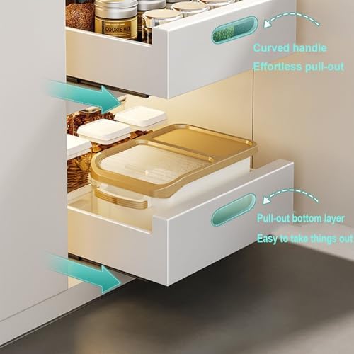 2PCS Heavy Duty Pull Out Cabinet Shelves - Drill-Free Slide Out Storage Drawers for Kitchen & Bathroom - 40cm Black Solution，Black 40cm