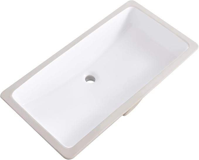 32 Inch Undermount Bathroom Sink White Ceramic Rectangular Under Counter Bathroom Sink for Cabinet Porcelain Vanity Sinks,Overflow Type (31.9"x16.5")