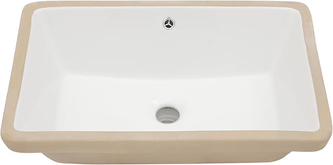 Mocoloo Undermount Bathroom Sink 21 x 13 Inch Rectangle Porcelain White Vessel Ceramic Bathroom Sink 7 Inch Deep Basin with Overflow Lavatory Vanity Top Under Mounted the Counter