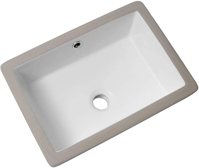 Lordear 17x12 Inch Undermount Bathroom Sink Vanity Small Sinks Rectangle Pure White Porcelain Ceramic Bath Lavatory Vanity Sink Basin with Overflow