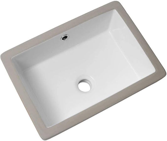 Lordear 17x12 Inch Undermount Bathroom Sink Vanity Small Sinks Rectangle Pure White Porcelain Ceramic Bath Lavatory Vanity Sink Basin with Overflow