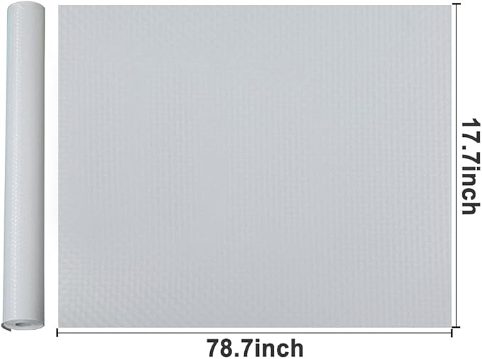 Waterproof Shelf Liner No Slip Drawer Liner for Bathroom, Non Adhesive Kitchen Cabinet Mats EVA Plastic Drawer Mats Roll for Closet, Shelves, Cupboard, Countertop, Fridge Liner -Light Grey 17.7"×78.7"