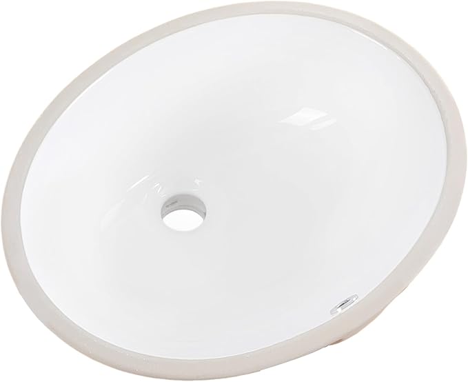 18.4 Inch Undermount Bathroom Sink Oval Undermount Sink White Ceramic Under Counter Bathroom Sinks with Overflow (18.4"x15")
