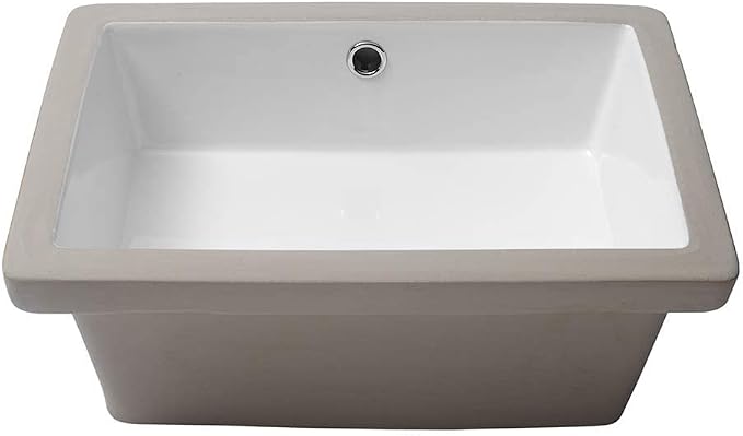 Lordear 17x12 Inch Undermount Bathroom Sink Vanity Small Sinks Rectangle Pure White Porcelain Ceramic Bath Lavatory Vanity Sink Basin with Overflow