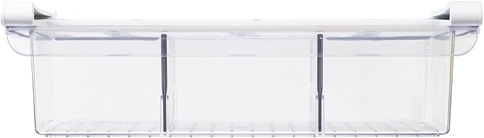 Glad Pull Out Fridge Drawer Organizer - Clip-On Under Shelf Refrigerator & Pantry Storage Bin with 3 Compartments for Fruit, Vegetables, and Deli Meat Drawer - BPA Free Clear Plastic