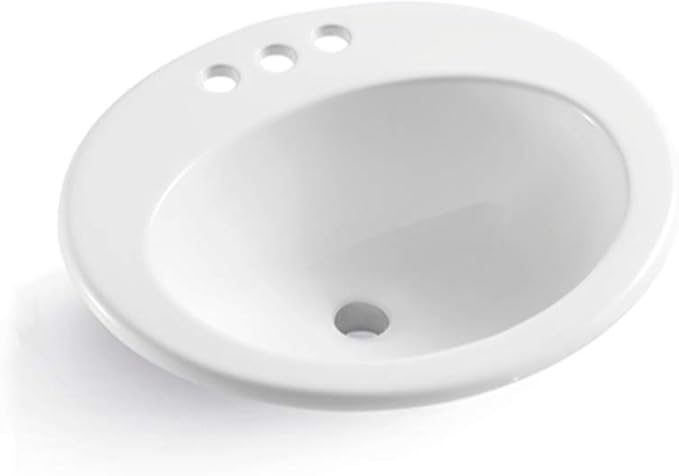 Lordear 20 Inch Drop In Bathroom Sink White Porcelain 20x19 inch Ceramic Vitreous Above Counter Vanity Lavatory Sink with 3 Vessel Style Basin