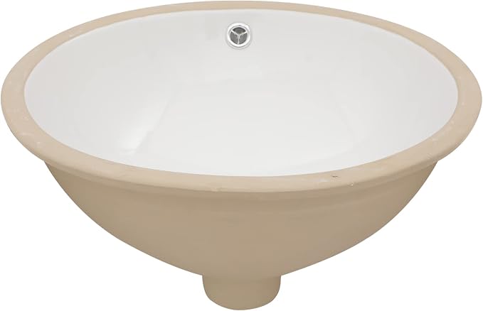 Lordear Undermount Bathroom Sink 18x15 Inch Oval Vessel Sink White Porcelain Ceramic Bathroom Vanity Sink Under Counter Lavatory Basin with Overflow Modern Art Basin