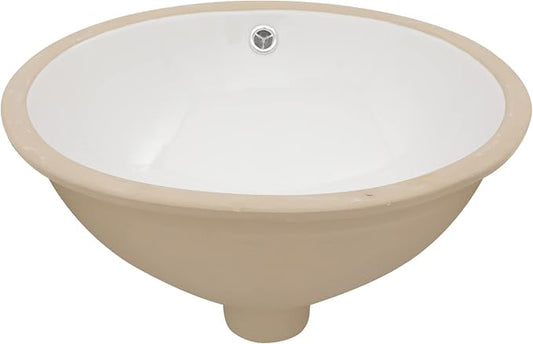 Lordear Undermount Bathroom Sink 18x15 Inch Oval Vessel Sink White Porcelain Ceramic Bathroom Vanity Sink Under Counter Lavatory Basin with Overflow Modern Art Basin