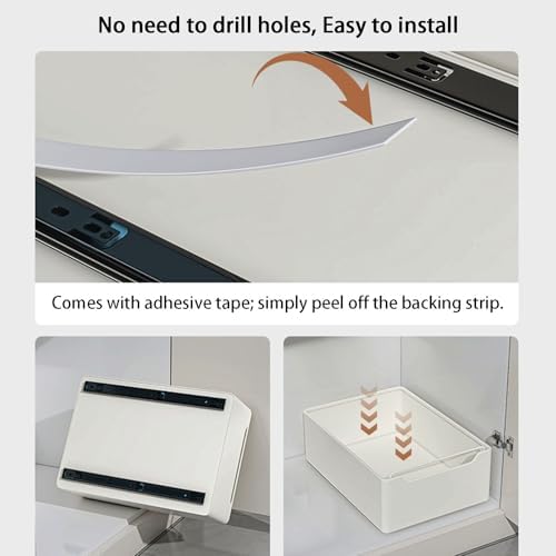 2 Pack No-Drill Pull-Out Cabinet Organizers with Adhesive Film - Under Sink Storage for Kitchen & Bathroom, Efficient Home Organization Solutions