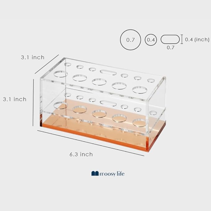 Moosy Life Makeup Brush Holder Organizer, Brush Holder for Vanity, Acrylic Makeup Brush Organizer Countertop Makeup Brush Drying Rack, 12 Slots Acrylic Holder