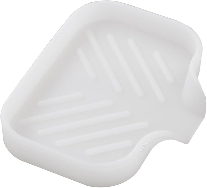 MicoYang Silicone Soap Dish with Drain Spout, Self-Draining Sink Organizer Tray for Bathroom & Kitchen, Sponges, Dispensers & Soap Holder, Non-Slip & Dishwasher Safe, Translucent (Compact, 4.9"×3.2")