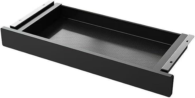 Under Desk Mounted Sliding Drawer to Pull Out, Attachable Desk Pencil Drawer with Ball-Bearing Slides, Metal and Plastic Storage Drawer (Black)