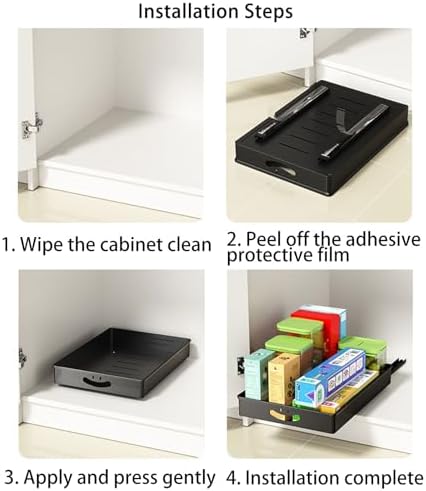2 Pack Pull-Out Cabinet Organizers for Kitchen Base Units, Chrome-Plated Steel, No-Drill Design, Kitchen, Pantry & Bathroom Storage Solutions