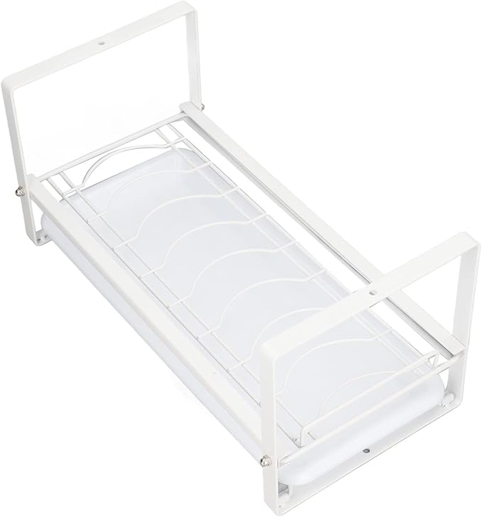 Kitchen Cabinet Storage Shelf Rack Durable Organization for Home (White)