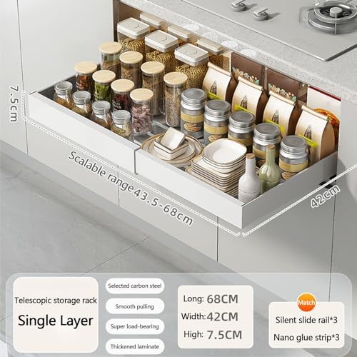 Pull Out Drawers for Cabinets Pull Out Cabinet Organizer Pull Out Drawers Storage Shelves for Kitchen Cabinets Adjustable Width Pull Out Drawer No Drilling and NAI