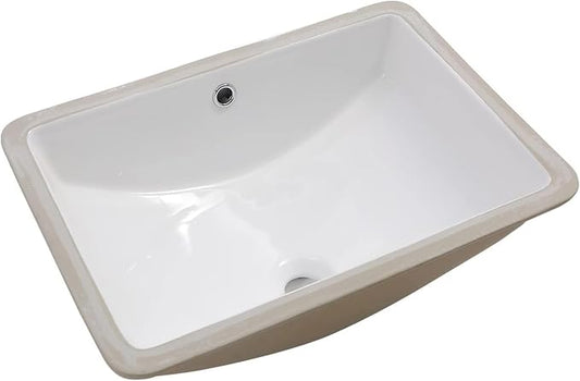 Lordear Undermount Bathroom Sink 18x14 Inch White Rectangle Porcelain Ceramic Vessel Sinks Deep Basin with Overflow Lavatory Vanity Sink Mounted Under the Counter