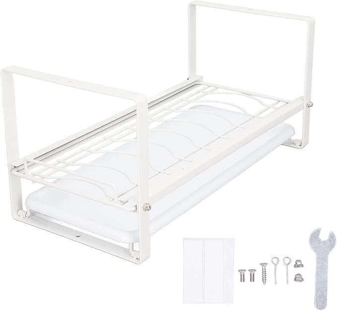 Kitchen Cabinet Storage Shelf Rack Durable Organization for Home (White)