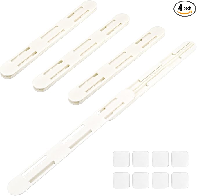 LELE LIFE Adhesive Pull Out Cabinet Drawer Sliders, Drawer Bin Organizer Sliding Rails Guides, No Drill DIY Basket Slides Bottom Mount for Shelf (4 Pack)