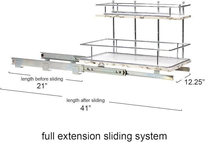 Household Essentials Chrome Steel and Faux Marble 2-Tier Undersink Organizer