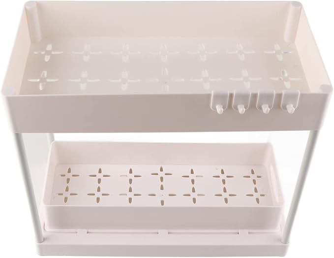 Slide Out Storage Basket Organizer Space Saving for Kitchen Bathroom (White)