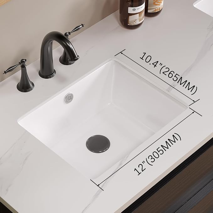 14in Undermount Bathroom Sink Rectangular, 14" x12.6" Small Vessel Sink Rectrangle Undermount Bathroom Sink White Ceramic Lavatory Vanity Vessel Sink with Overflow