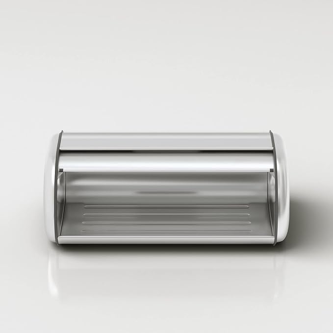 Stainless Steel Bread Box for Kitchen Countertop, Extra Thick Sturdy Bread Storage Container Large Bread Keeper Roll Up Style， Capacity Bread Keeper, 17 x 11 x 7.5 Inches