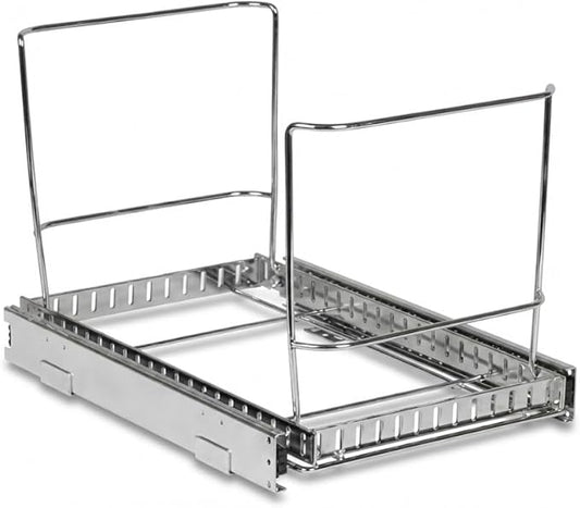 HOLDN’ STORAGE Pull-Out Cabinet Trash Can Organizer, Fits 9 Gal/35 Qt Bins, Heavy-Duty Chrome Frame, Soft-Close Slide, Adaptable Mounting Options, Fits 12”+ Cabinet Opening, Bin Not Included