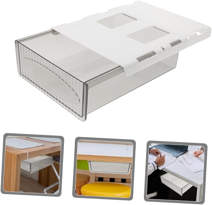 Uonlytech Desk Drawer Organizer Adhesive Storage Box for Stationery Tools More Practical Desk Attachment for Easy Access and Space Saving No Tools Required