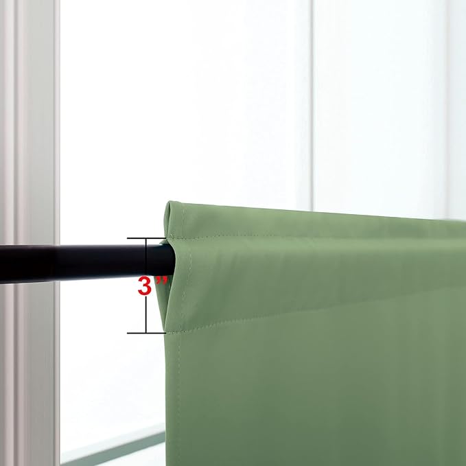 KOUFALL Sage Green Curtains 20 Inch Length for Bathroom Window 2 Pack Rod Pocket Room Darkening Cafe Curtain Tiers Blackout Light Green Short Curtains for Small Windows 24 by 20 in Long