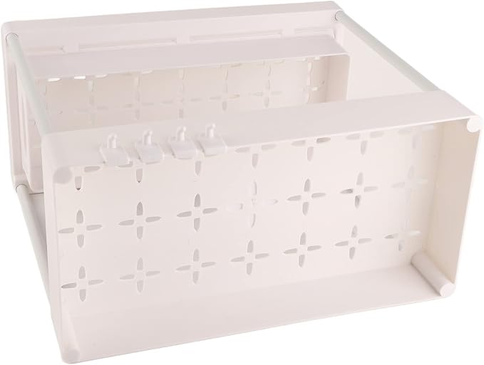 Slide Out Storage Basket Organizer Space Saving for Kitchen Bathroom (White)