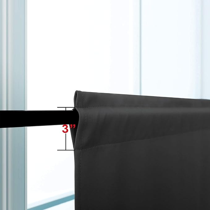 KOUFALL 36 Inch Curtains Length for Kitchen,2 Panels Set Blackout Dark Black Out Curtains for Bedroom Windows Short 18 x 36 Inch Long
