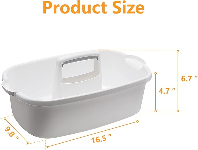 Goderewild 2 Pack Multi-Purpose Plastic Cleaning Caddy with Handle, Shower Caddy Organizer/Storage Basket/Totes Portable for Bathroom Supplies, Cleaning Products, Under Sink Tool, Housekeepers(White2)