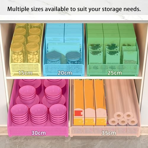 2 Pack Pull Out Cabinet Organizer, Sliding Shelves for Kitchen & Bathroom, No Drilling Required, Space-Saving Storage Solution, Easy Slide Design for Pantry & Bedroom