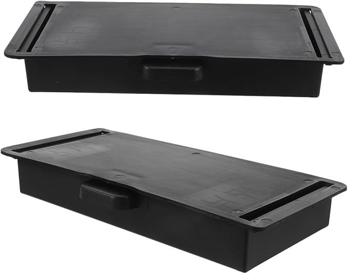 Luxshiny 2pcs No Drill Slide Out Drawer Under Desk Organizer Black Self-adhesive Storage Boxes for Pencil and Cosmetic Supplies Pull Out Drawers for Home and Office Desk Storage