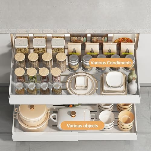 Pull Out Drawers for Cabinets Pull Out Cabinet Organizer Pull Out Drawers Storage Shelves for Kitchen Cabinets Adjustable Width Pull Out Drawer No Drilling and NAI