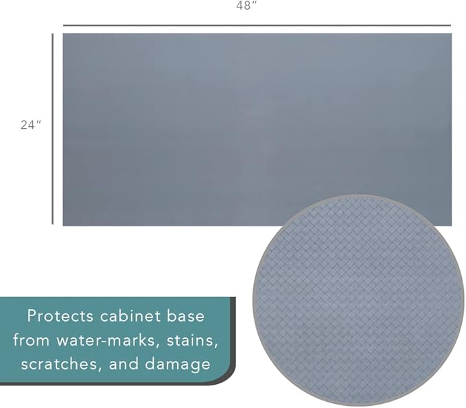 Con-Tact Brand Under Sink Mat, Waterproof Mat for Under Kitchen Sink, Bathroom, and Laundry Room, Non-Adhesive and Durable Shelf Liner, Easy to Clean, 24" x 48", Graphite