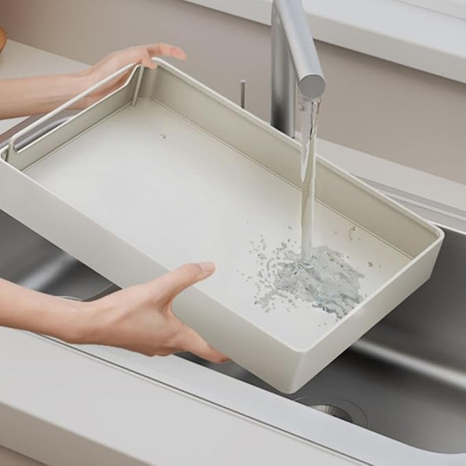 Pull Out Cabinet No Drill No Nails Sliding Storage Solution for Kitchen & Bathroom White 43x30x7cm Easy to Install Space Saving Design，White 43 * 25 * 7cm